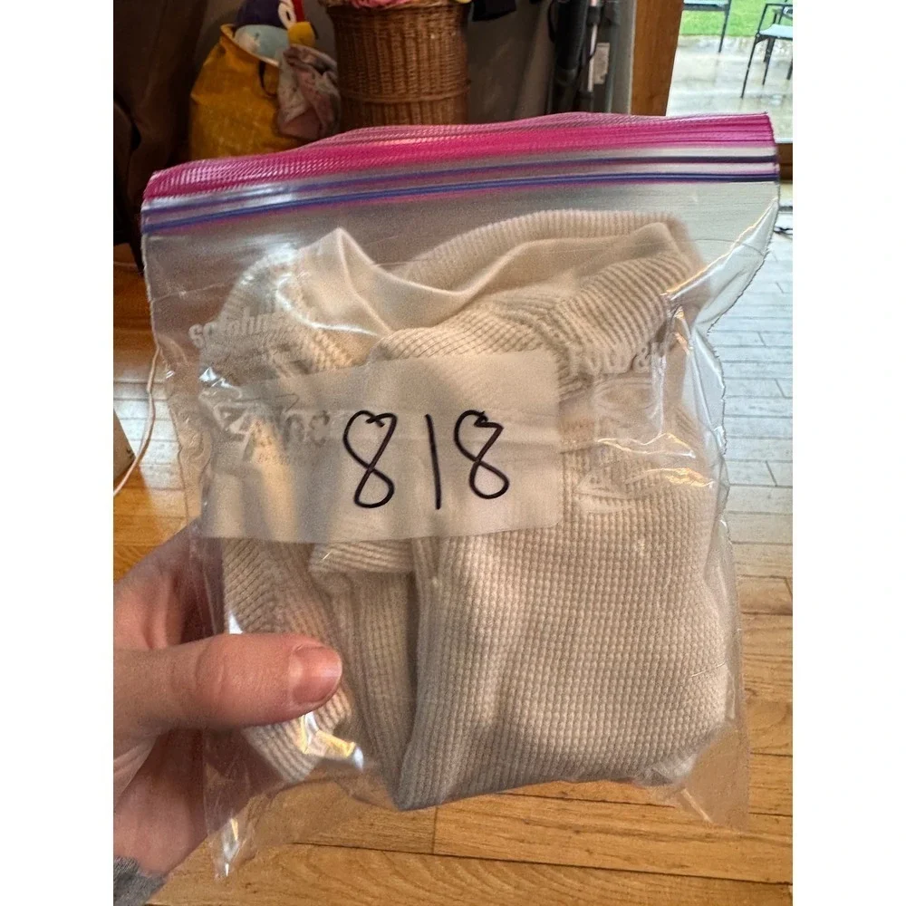 Planet Cotton Cream Waffle Knit Henley‎ Bodysuit Long Sleeve 18M